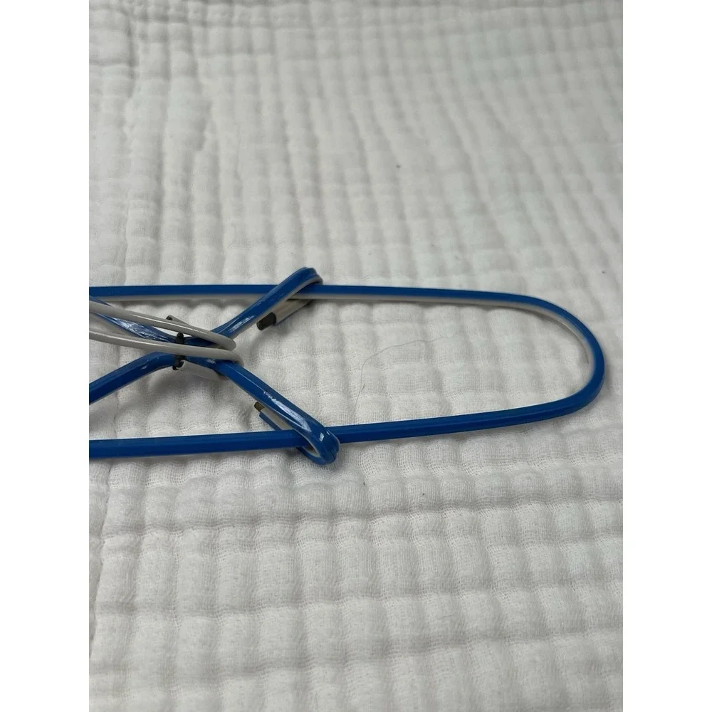 Vintage Folding Wire Travel Clothes Hanger Blue Vinyl Coated Collapsible Luggage